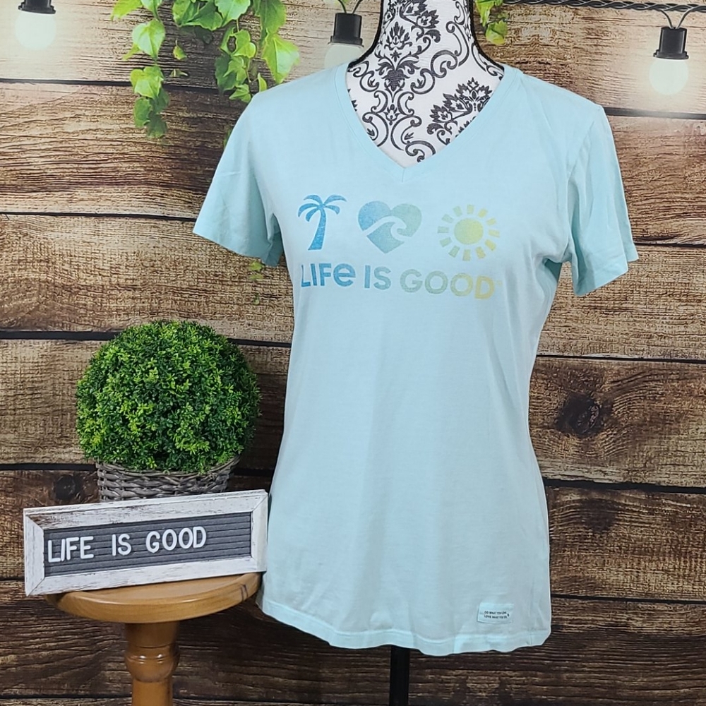 Life is Good Sun, Heart, & Palm Tree Crusher Tee - Picture 5 of 9